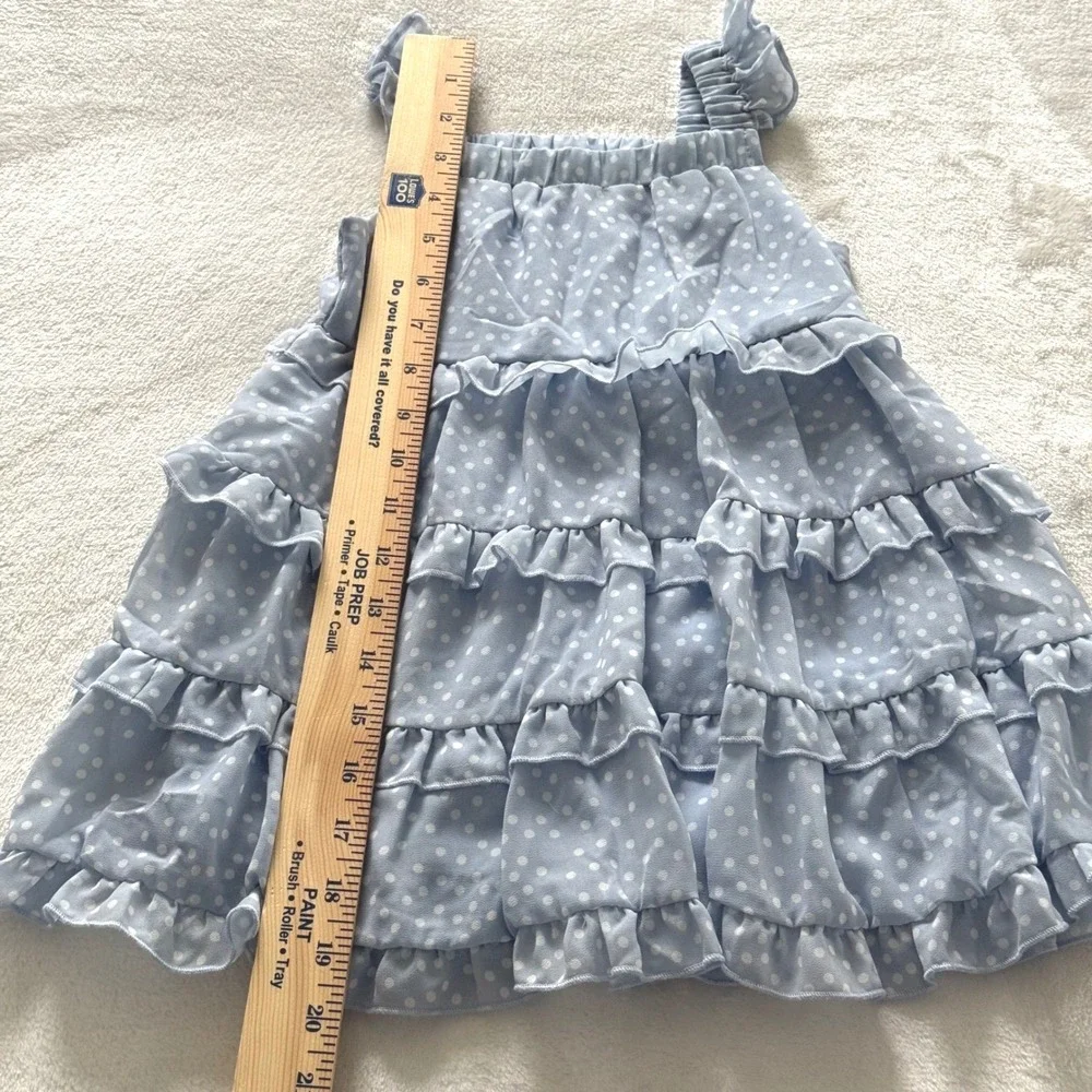 Rave Editions Girls 2T Blue‎ Polka Dot Tiered Ruffle Dress Toddler Party